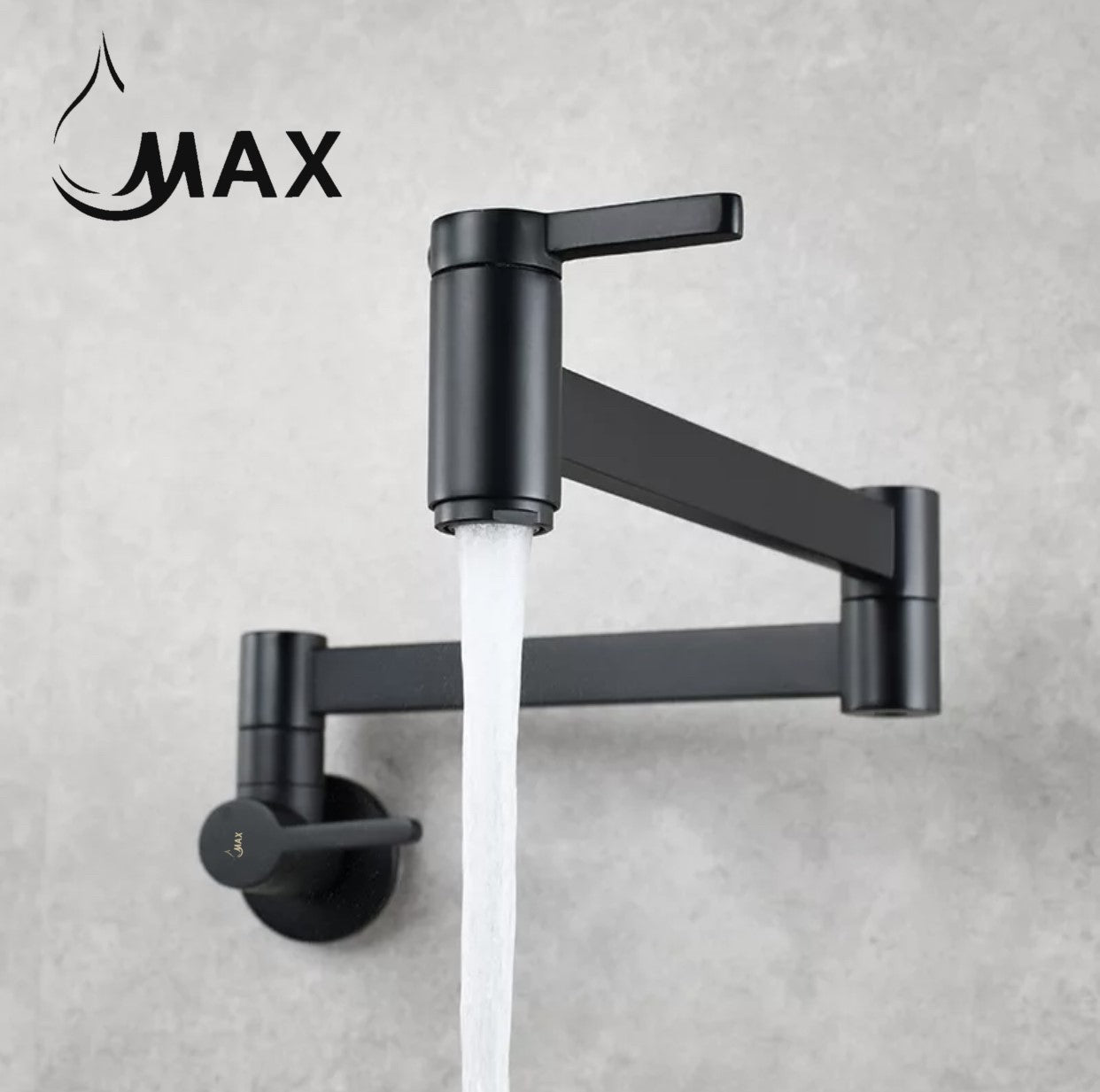 Pot Filler Faucet Double Handle Classic Wall Mounted 20" With Accessories Matte Black Finish