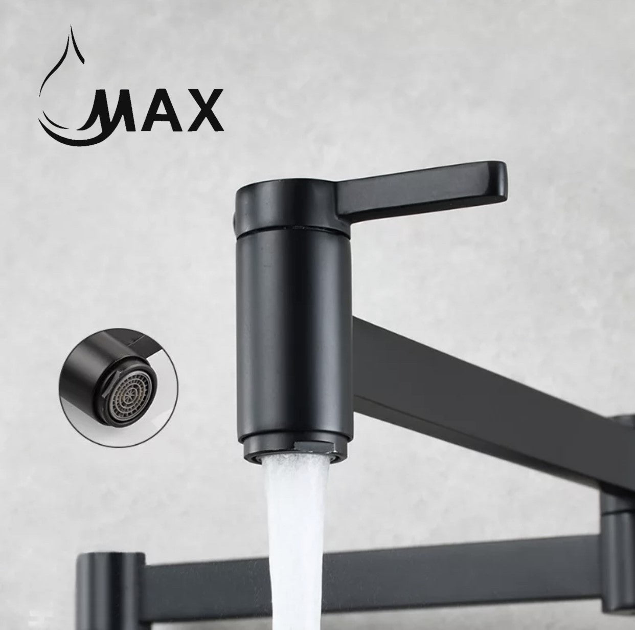 Pot Filler Faucet Double Handle Classic Wall Mounted 20" With Accessories Matte Black Finish