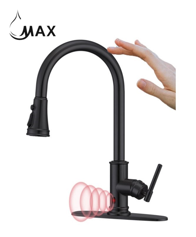 Pull-Out Kitchen Faucet Smart Touch And Touch-Less Single Handle Matte Black
