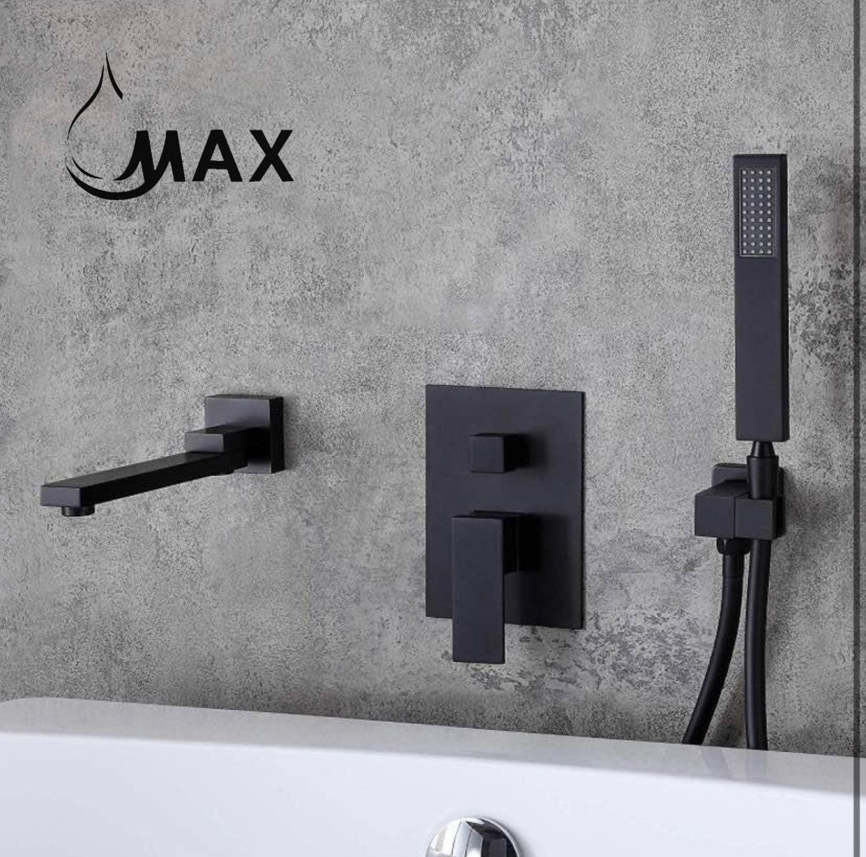Single Handle Wall Mounted Roman Tub With Hand Shower Matte Black Finish