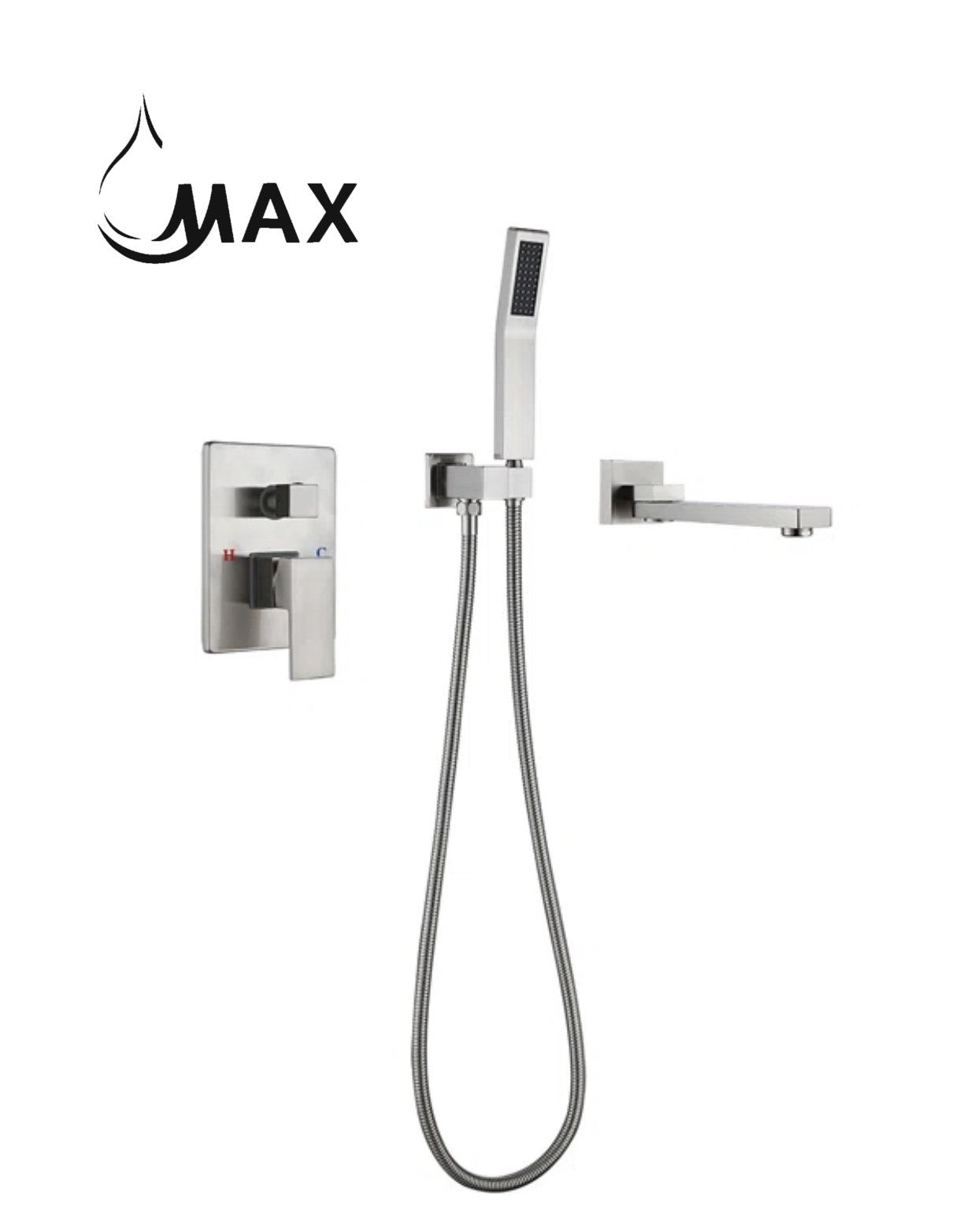 Single Handle Wall Mounted Roman Tub With Hand Shower Brushed Nickel Finish
