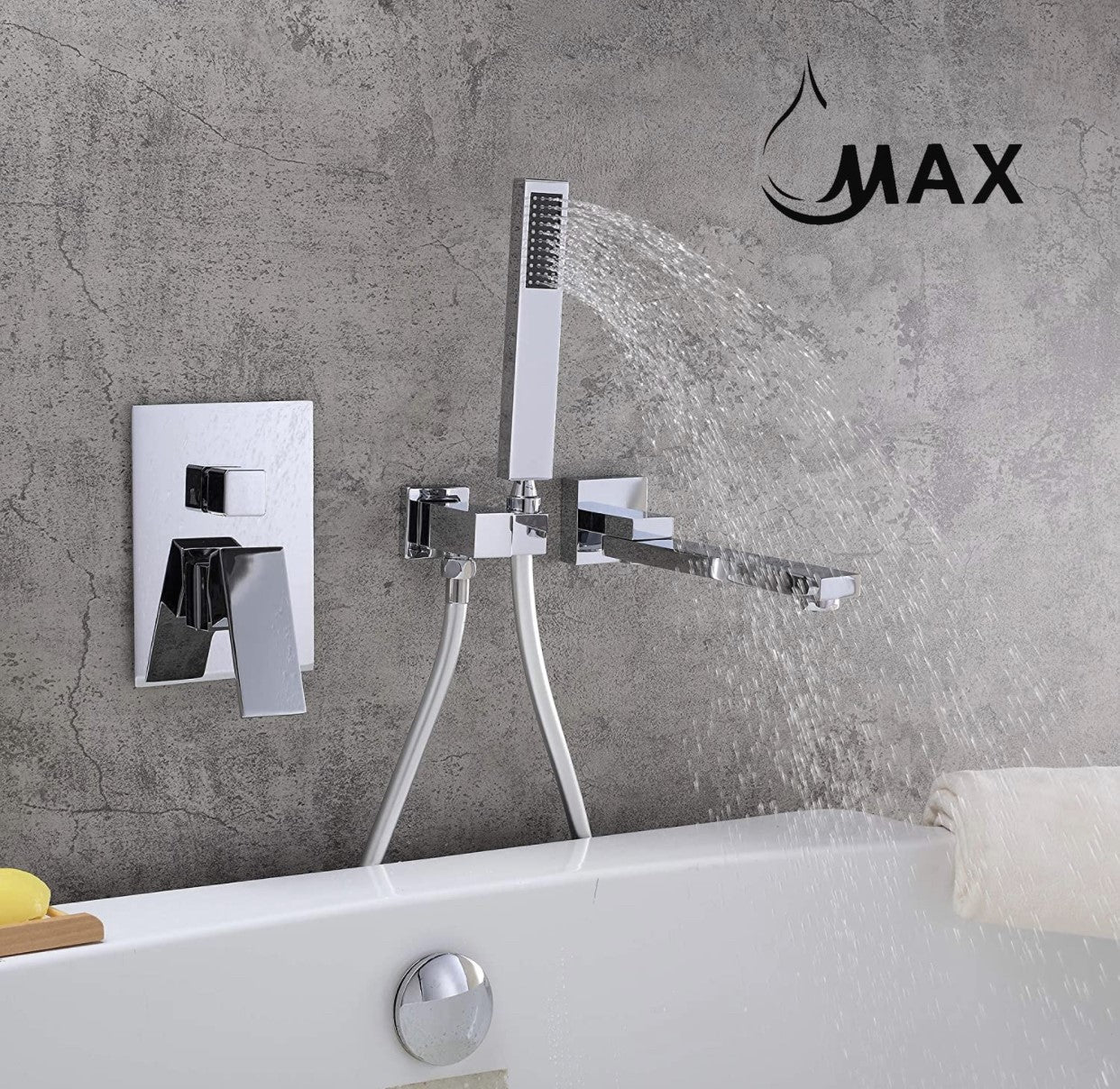 Single Handle Wall Mounted Roman Tub With Hand Shower Chrome Finish