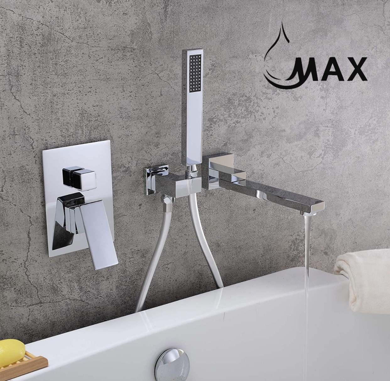 Single Handle Wall Mounted Roman Tub With Hand Shower Chrome Finish