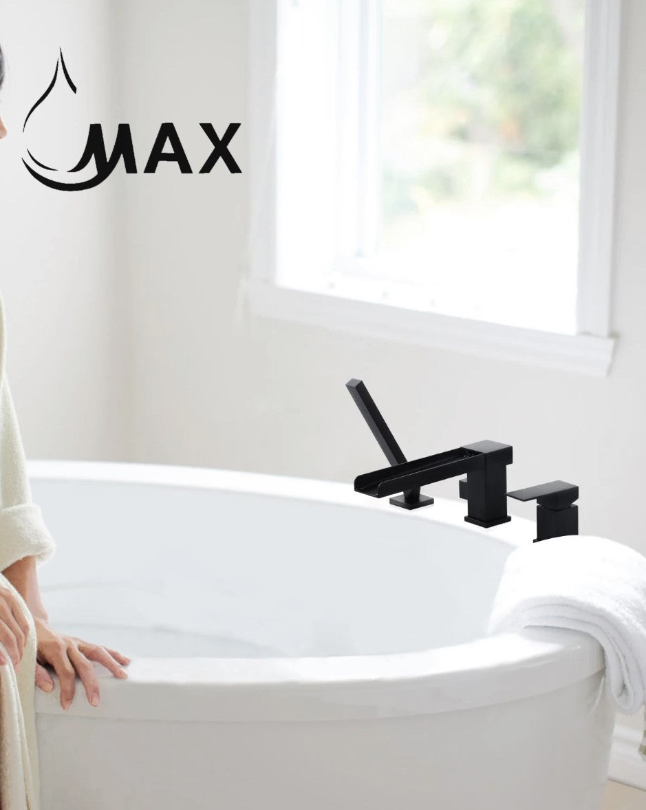 Single Handle Waterfall Deck Mounted Roman Tub With Hand Shower