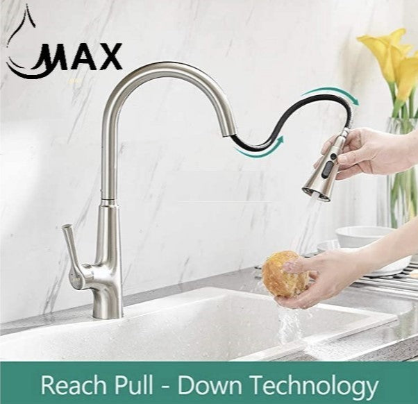 Smart Touchless Kitchen Faucet Single Handle Pull-Out 18" Sleekly Classic Brushed Nickel Finish