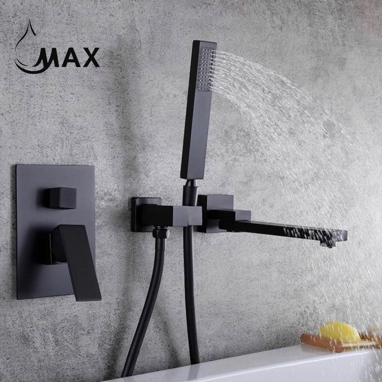 Single Handle Wall Mounted Roman Tub With Hand Shower Matte Black Finish