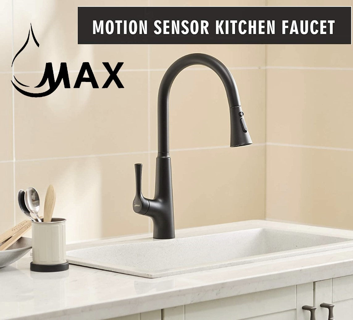 Smart Touchless Kitchen Faucet Single Handle Pull-Out 18" Sleekly Classic Matte Black Finish
