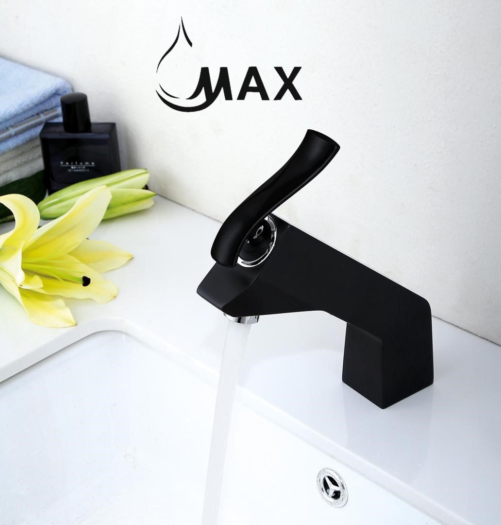 Modern Single Handle Bathroom Faucet Matte Black Finish