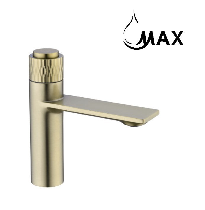 Punch Knob Bathroom Faucet Brushed Gold Finish
