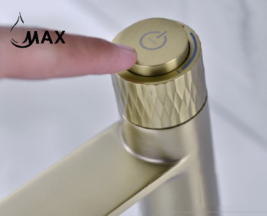 Punch Knob Bathroom Faucet Brushed Gold Finish