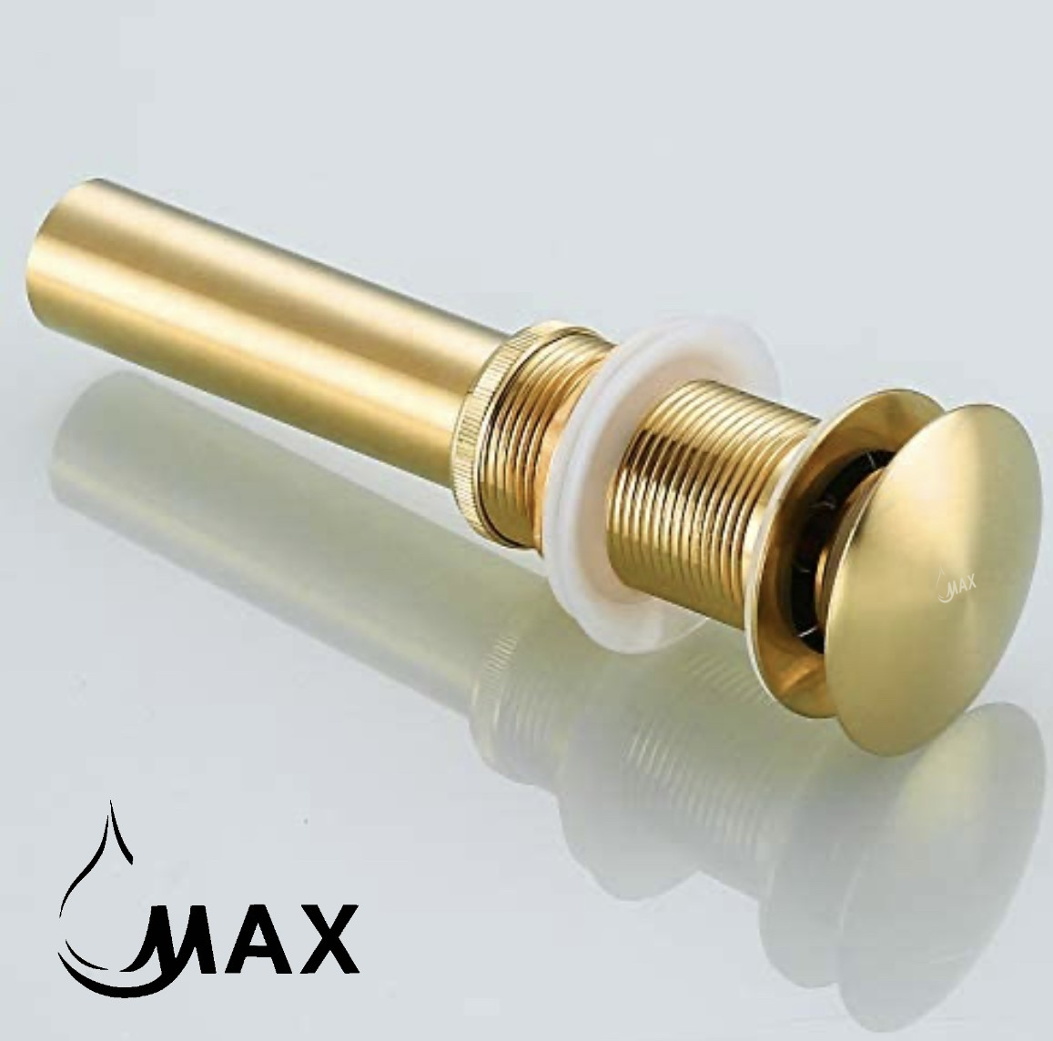 Metal Push Pop Up Sink Drain Without Overflow Brushed Gold Finish