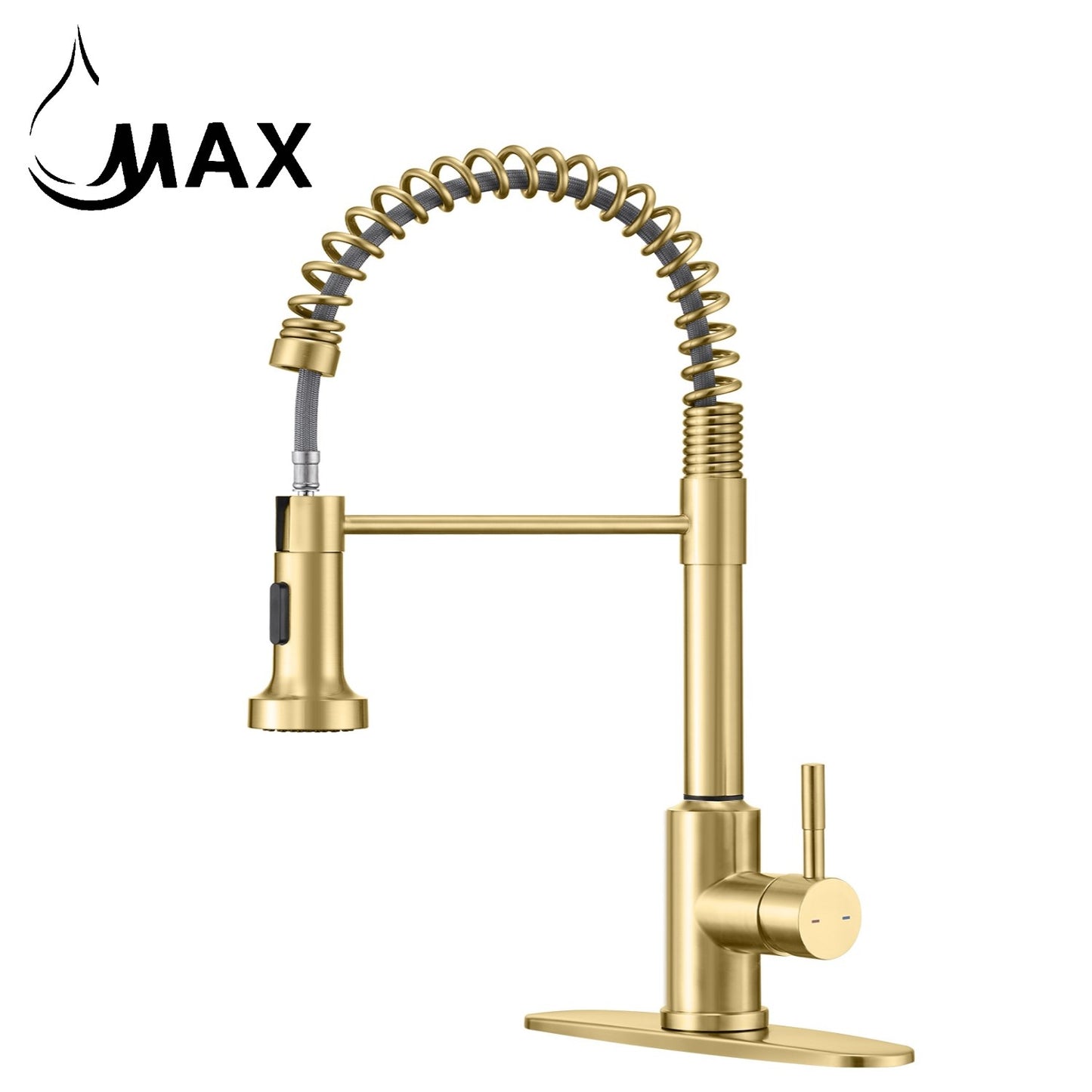Kitchen Faucet Chef Style Pull-Out Spiral Flexible 16" Brushed Gold Finish