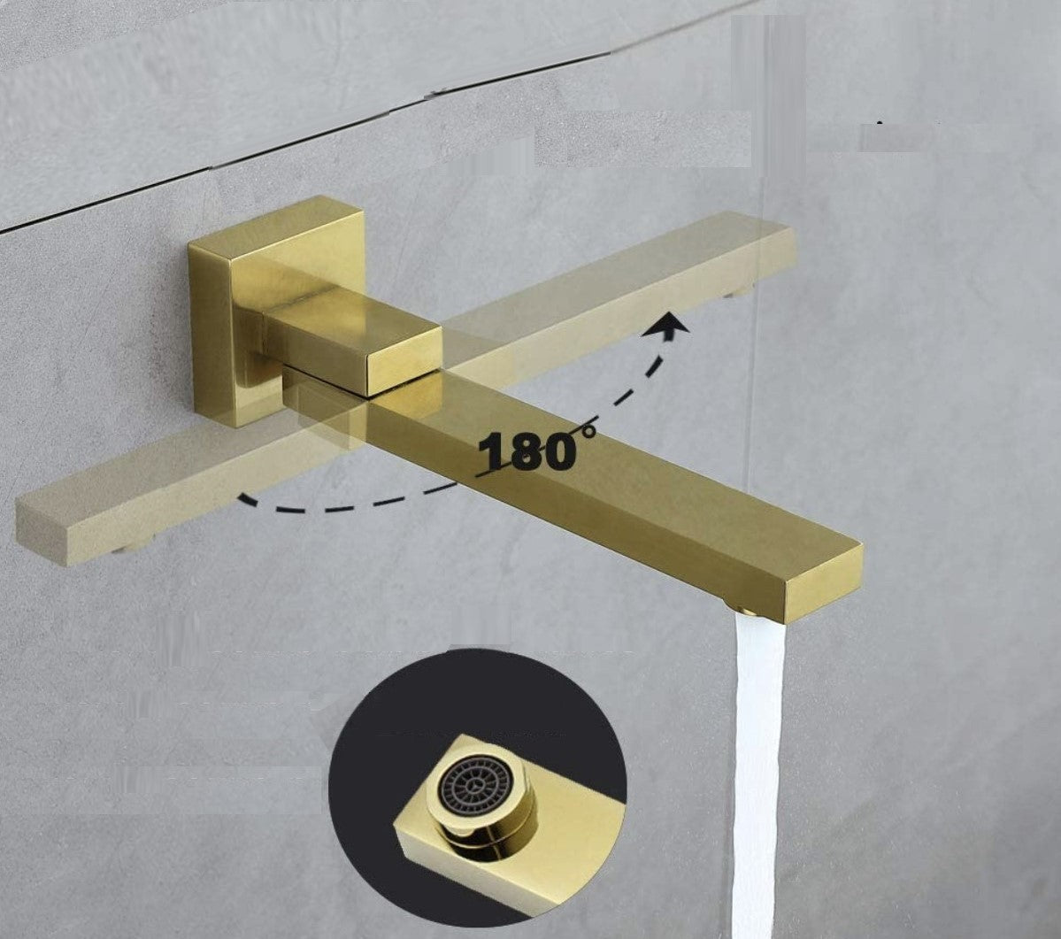 Tub Filler Spout Swinging Brushed Gold Finish