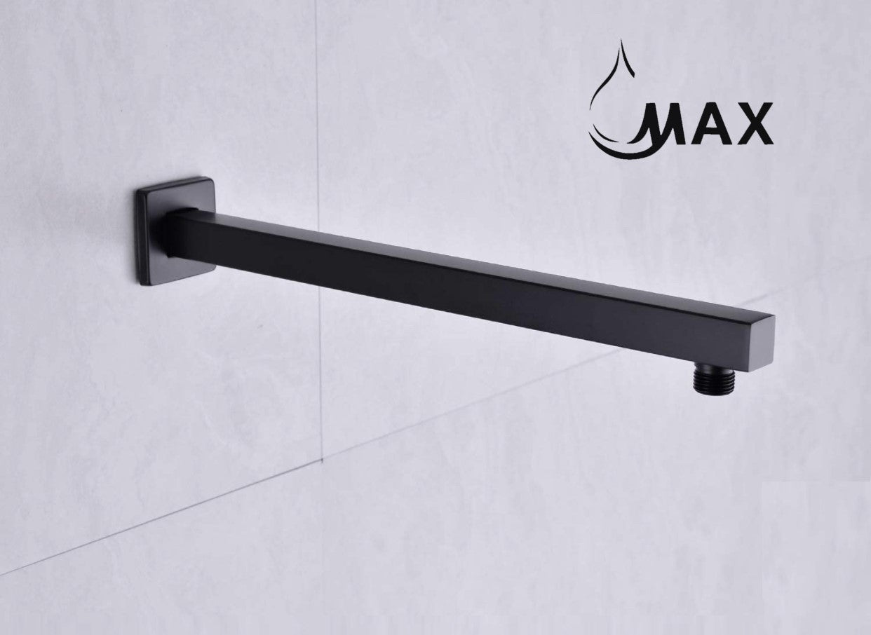 Wall Mounted Shower Head Arm 16" Rectangular Matte Black