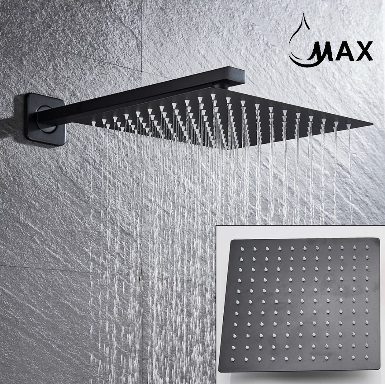 Square Shower Head High Pressure Ultra-Thin 10" In Matte Black Finish