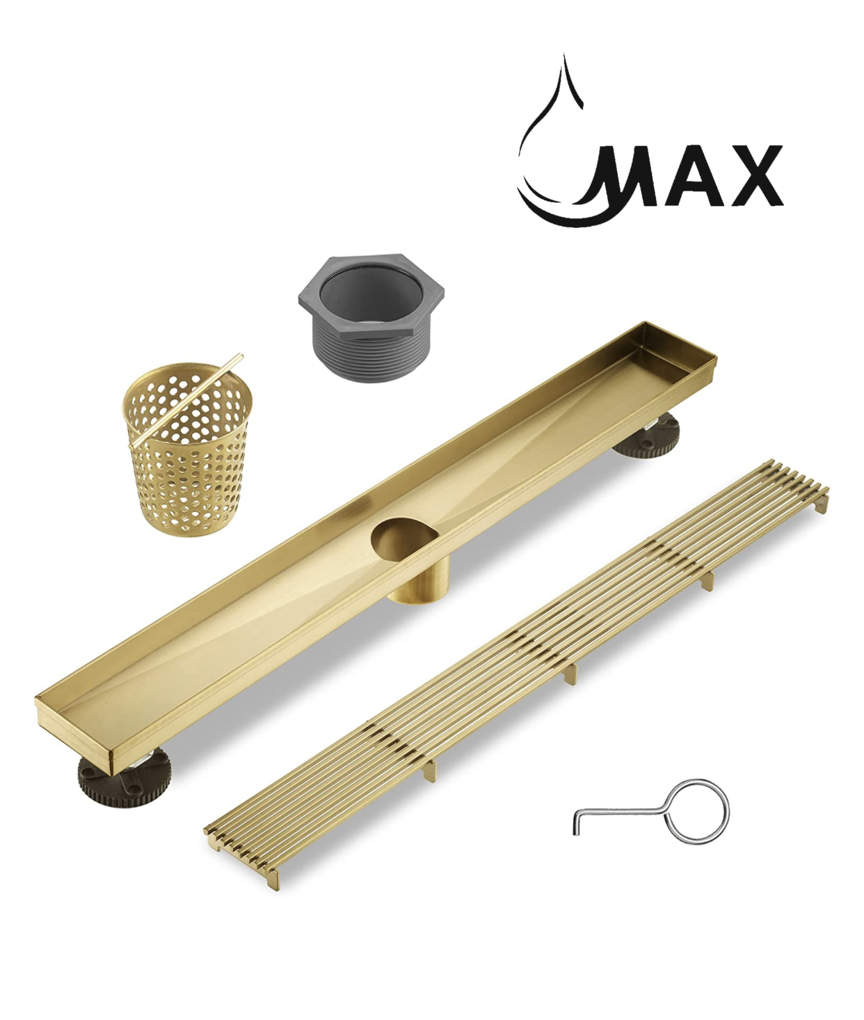 Linear Shower Drain with Cover 24 Inches Brushed Gold
