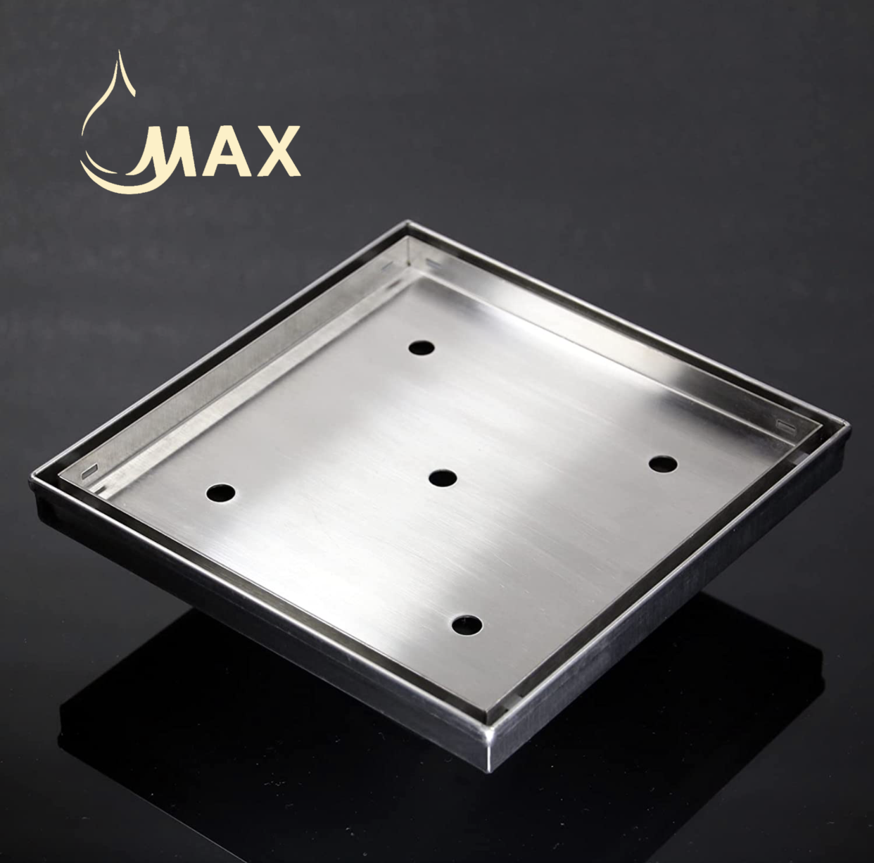 Square Shower Drain with Cover 4 Inches Chrome