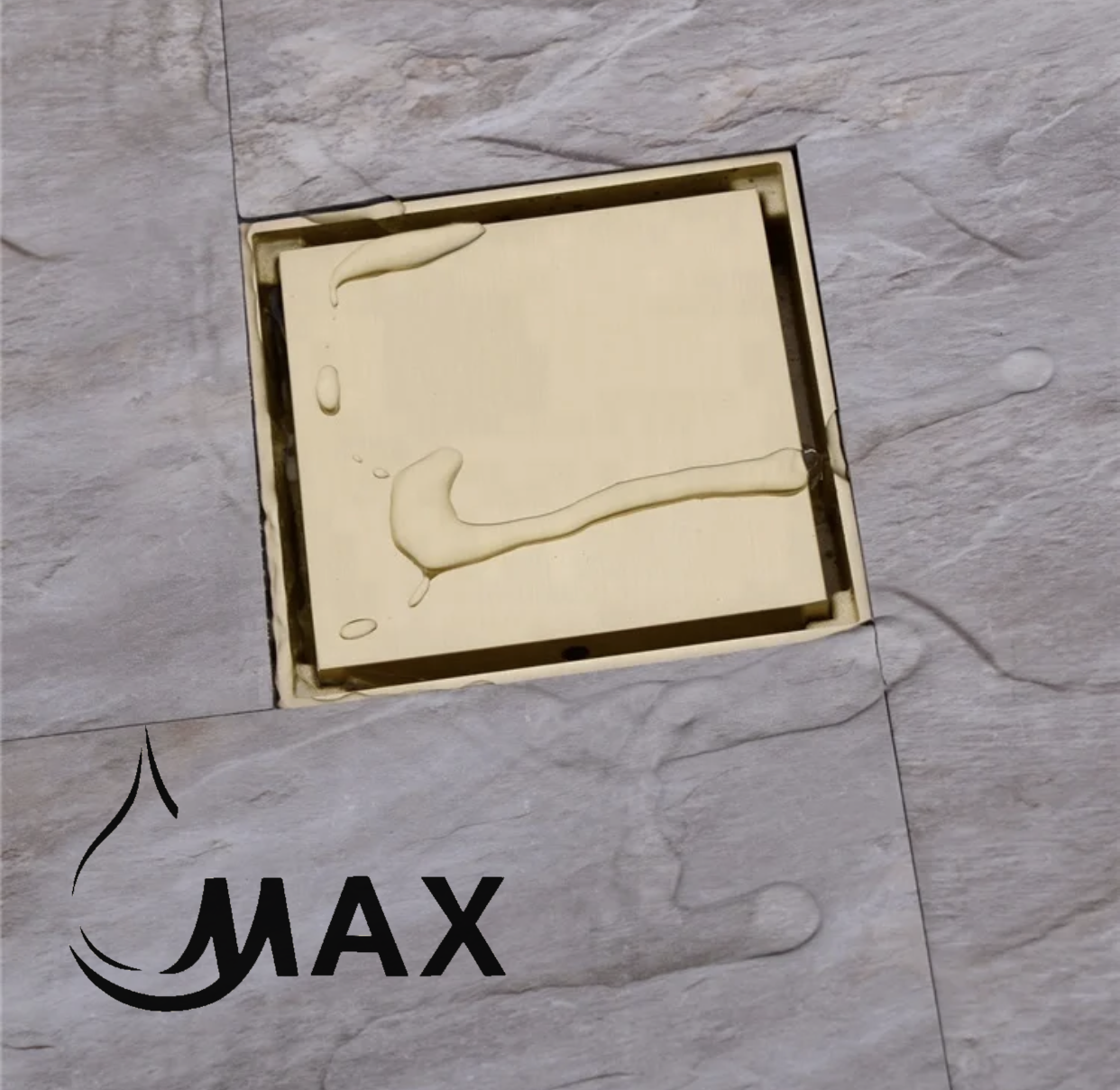 Square Shower Drain with Cover 4 Inches Brushed Gold