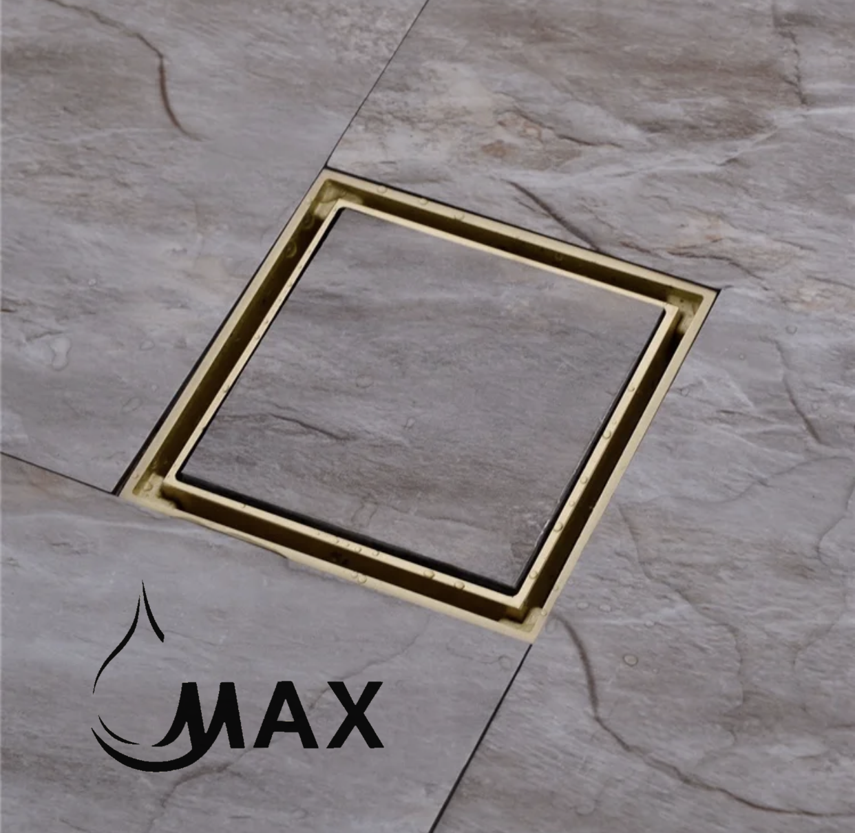 Square Shower Drain with Cover 4 Inches Brushed Gold