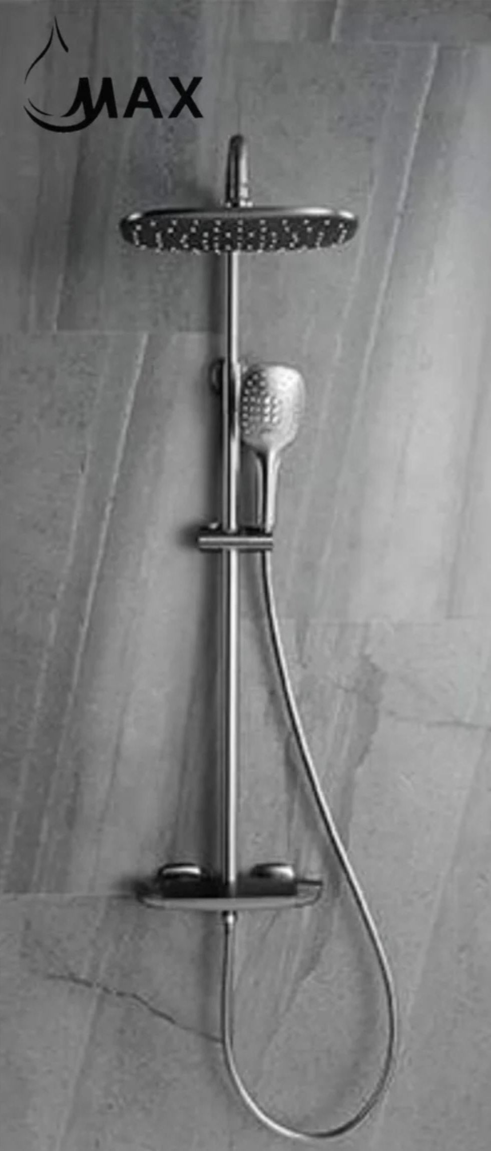 Thermostatic Shower System Waterfall Tub Rain Three Functions Gun Black Finish