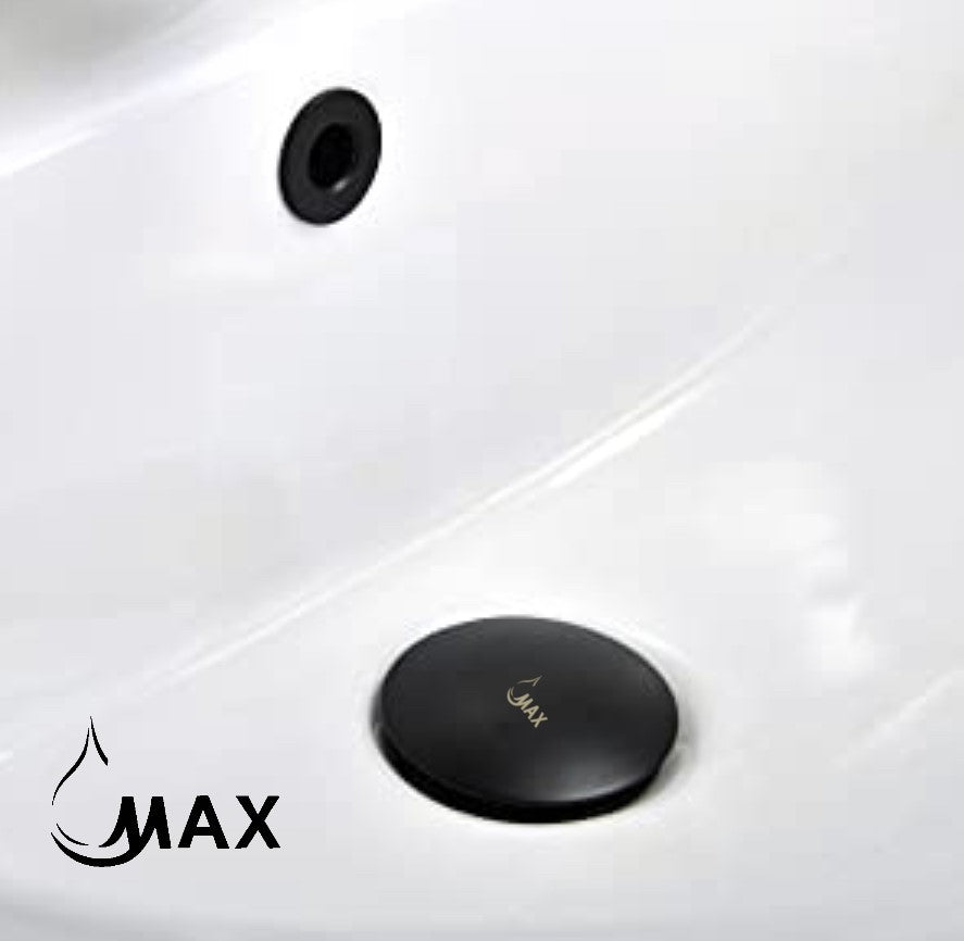 Solid Brass Push Pop Up Sink Drain With Overflow Matte Black Finish