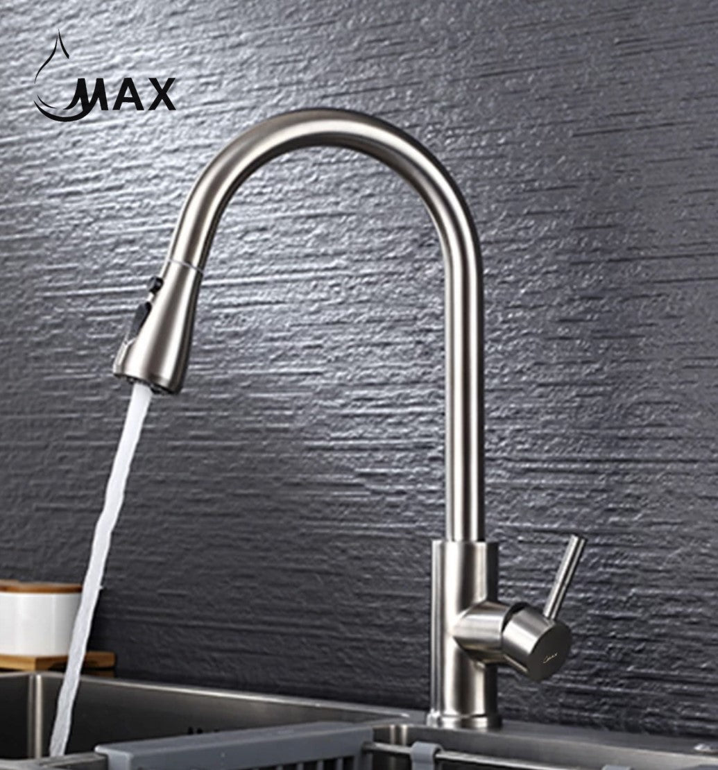 Pull-Out Single Handle Kitchen Faucet 16.5" Brushed Nickel Finish