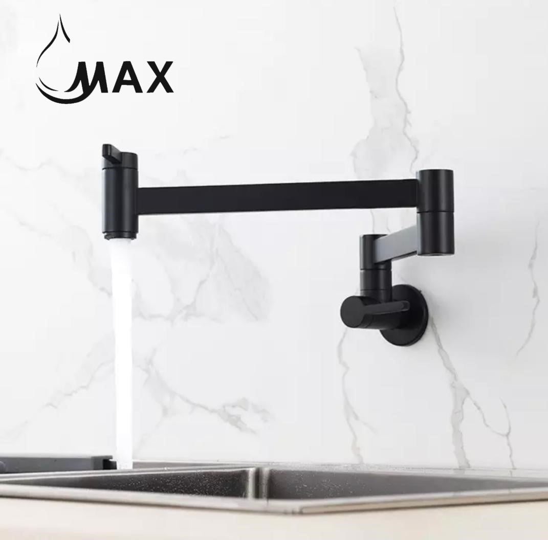 Pot Filler Faucet Double Handle Classic Wall Mounted 20" With Accessories Matte Black Finish