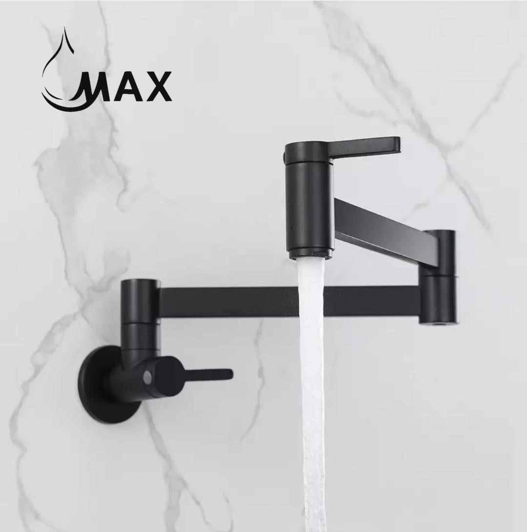 Pot Filler Faucet Double Handle Classic Wall Mounted 20" With Accessories Matte Black Finish