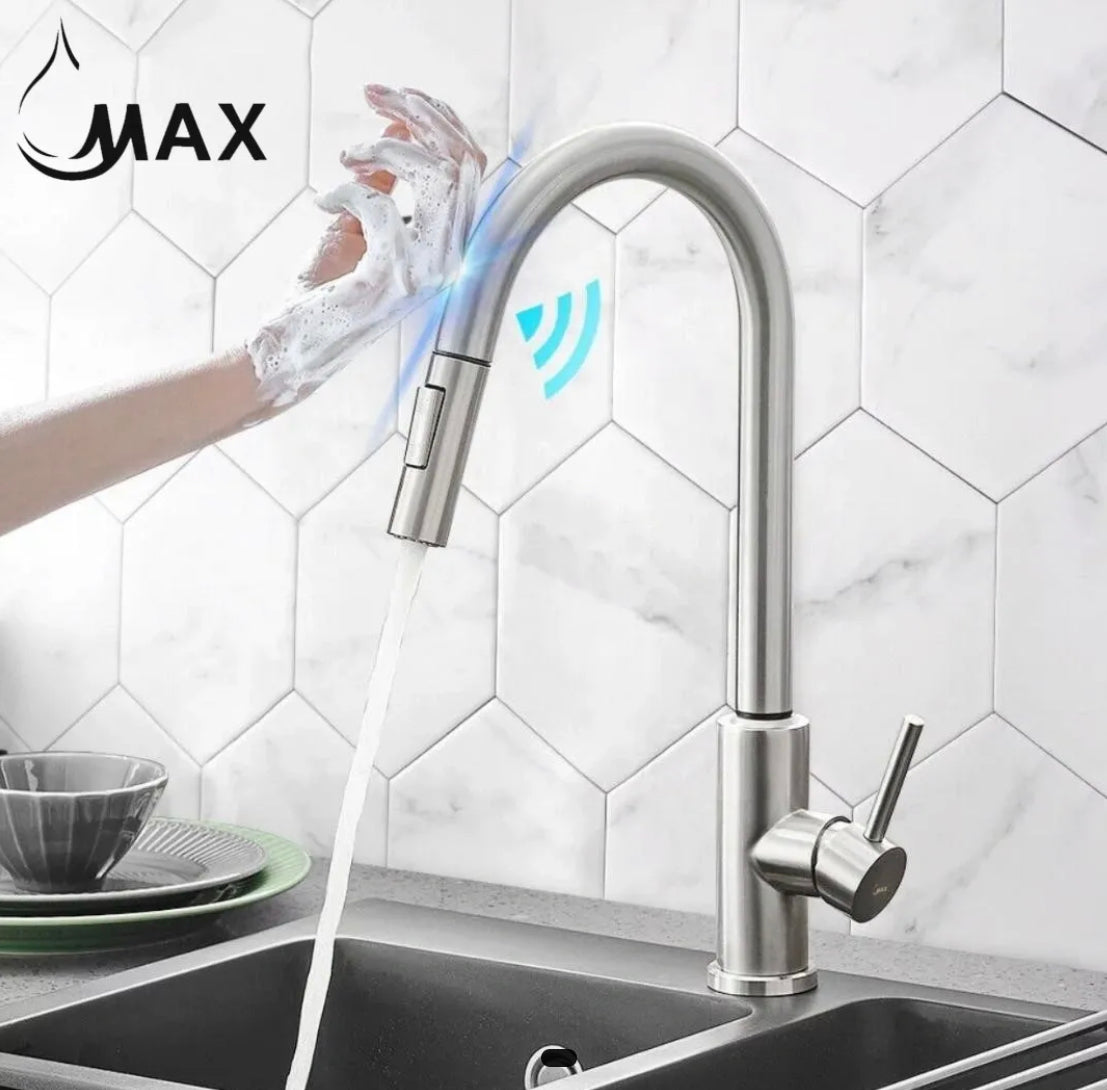 Pull-Out Kitchen Faucet Smart Touch Single Handle Brushed Nickel Finish