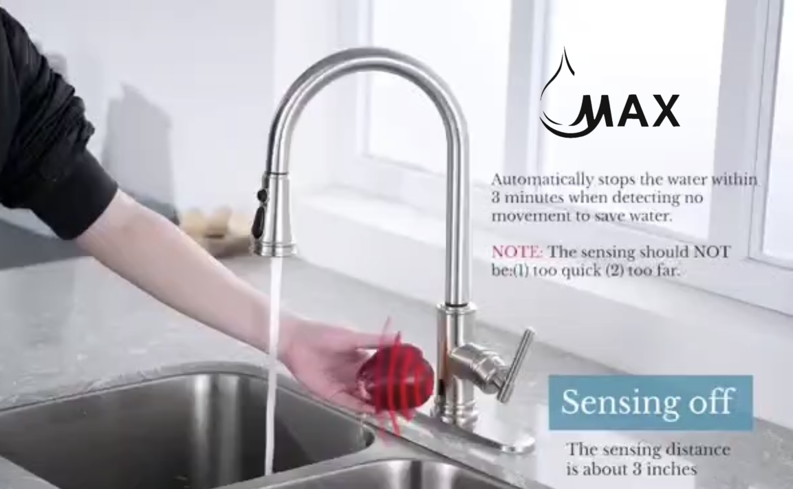 Pull-Out Kitchen Faucet Smart Touch And Touch-Less Single Handle Brushed Nickel.