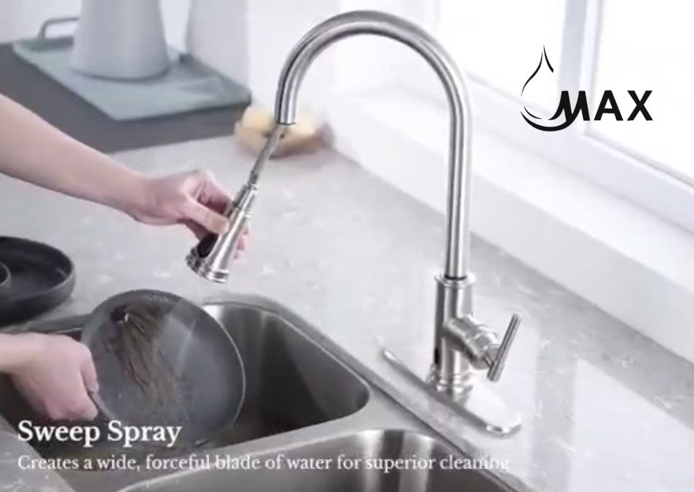 Pull-Out Kitchen Faucet Smart Touch And Touch-Less Single Handle Brushed Nickel.