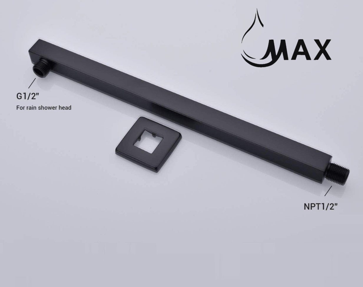Wall Mounted Shower Head Arm 16" Rectangular Matte Black