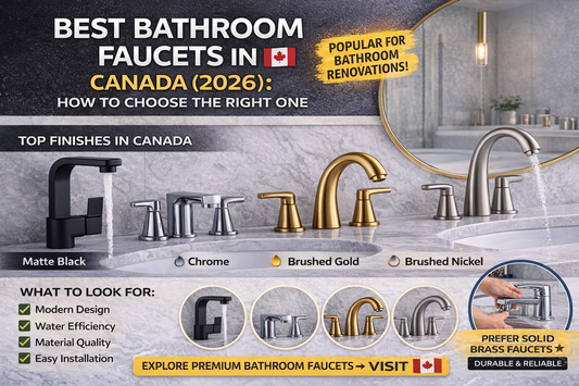 Best bathroom faucets in Canada including matte black, chrome, brushed gold and modern faucet styles for bathroom design