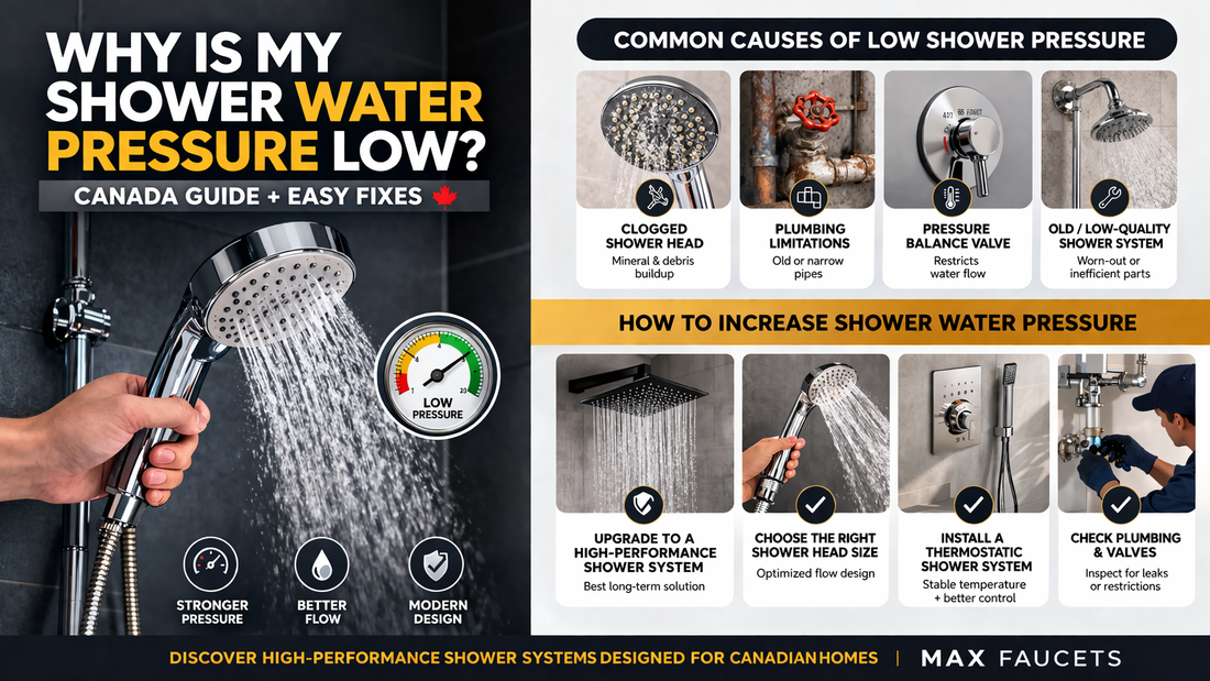 Why shower water pressure is low in Canada and how to fix it with modern shower systems and improved plumbing solutions