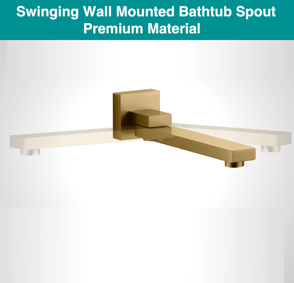 Ceiling Bathtub-Shower System Two Function Swirling Spout With Pressure-Balance Valve Brushed Gold Finish Square Design