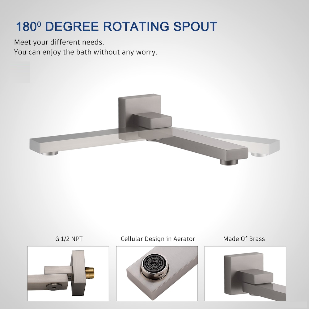 Tub Spout Filler Swinging Wall Mounted 10 Inches Brushed Nickel Finish