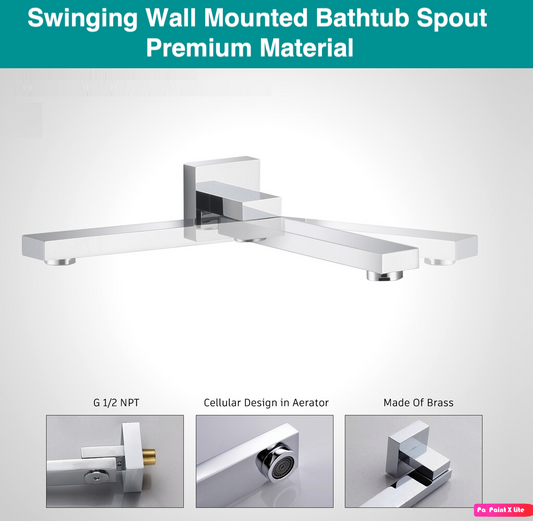 Wall Mounted Roman Tub Swirling Spout Single Handle With Movable Sprayer Handheld Chrome Finish