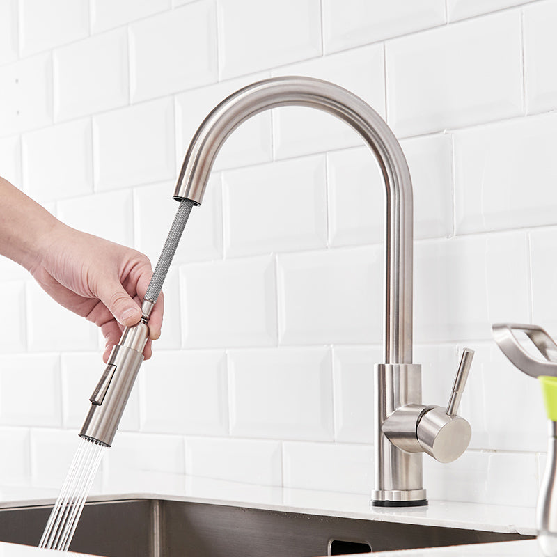 Smart Touch Kitchen Faucet 16" Single Handle Pull-Out – Brushed Nickel Finish | MAX Faucets