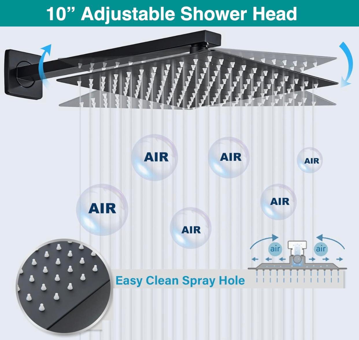 Bathtub-Shower System Two Function Swirling Spout With Pressure-Balance Valve Matte Black Finish Square Design