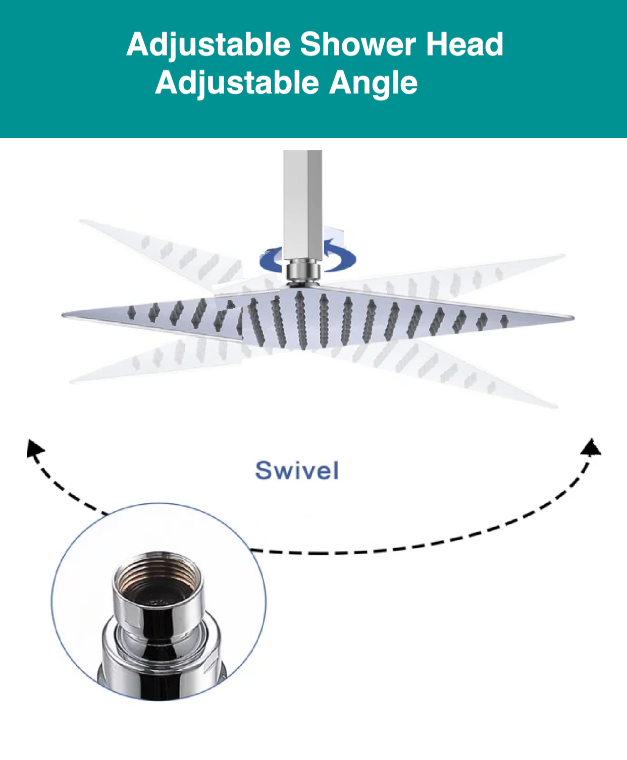 MAX Faucets Ceiling Shower System Set - Four-Way with Pressure Balance Valve & 4 Body Jets Massage (Chrome)