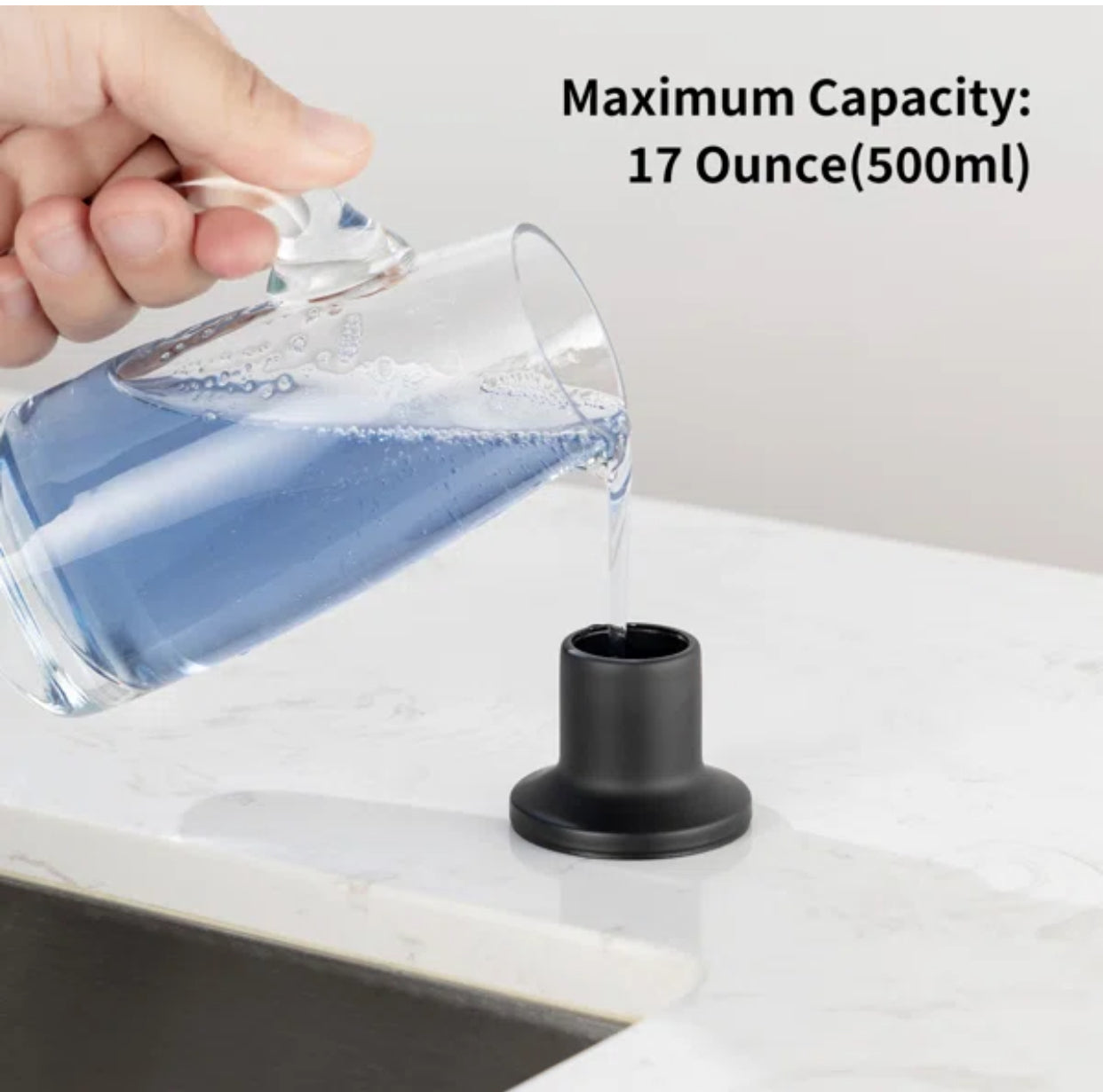 MAX Faucets | Matte Black Soap and Lotion Dispenser – 360° Swivel, Refillable, 17oz Capacity