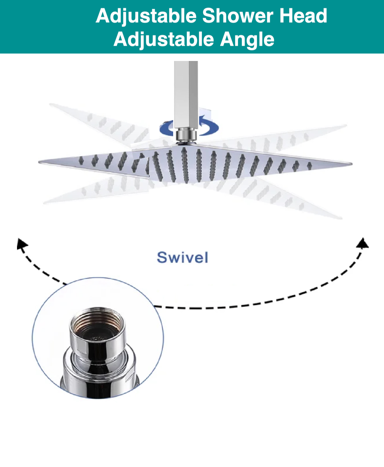 Ceiling Thermostatic Shower System Two Function With 4 Body Jets and Valve Chrome Finish