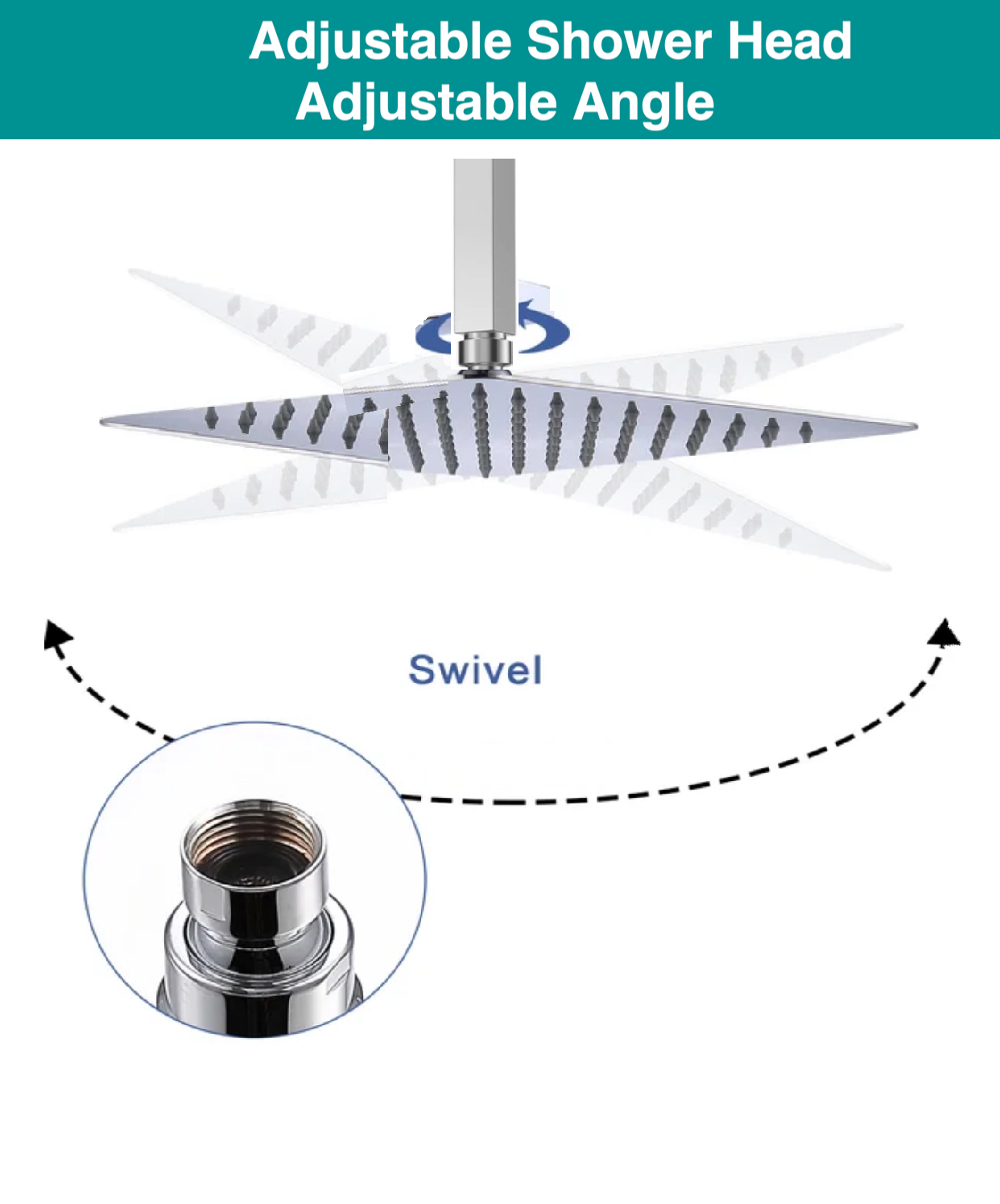 Ceiling Thermostatic Shower System Two Function With 6 Body Jets and Valve Brushed Nickel Finish