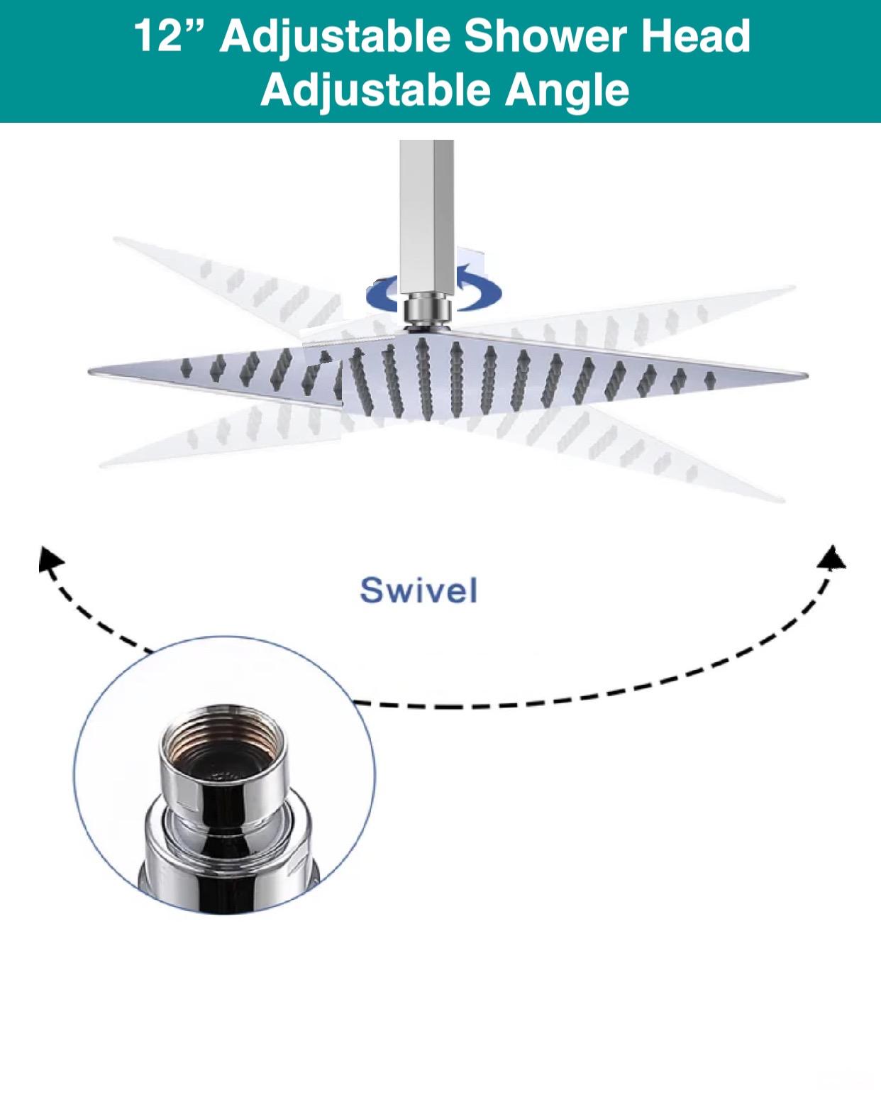 Ceiling Tub-Filler Thermostatic Shower System Two Functions With Pressure-Balance Valve Chrome Finish