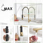 Hands Free Kitchen Faucet Pre-Rinse Pull-Down Flexible With Separate Pot Filler Spout 19" Brushed Gold Finish