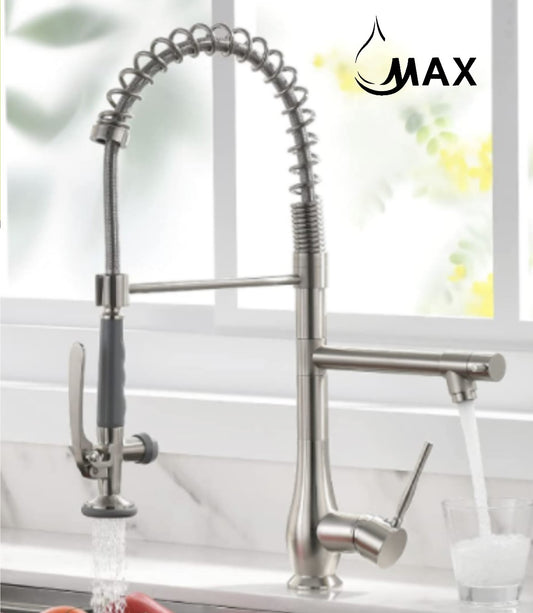 Kitchen Faucet Chef Style Pull-Down With Separate Pot Filler Spout Brushed Nickel 22"
