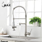 Pre-Rinse Kitchen Faucet Chef Style Pull-Down With Separate Pot Filler Spout Brushed Nickel 22"
