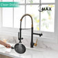 Pre-Rinse Kitchen Faucet Chef Style Pull-Down With Separate Pot Filler Spout Matte Black / Brushed Gold 22"