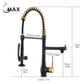 Pre-Rinse Kitchen Faucet Chef Style Pull-Down With Separate Pot Filler Spout Matte Black / Brushed Gold 22"