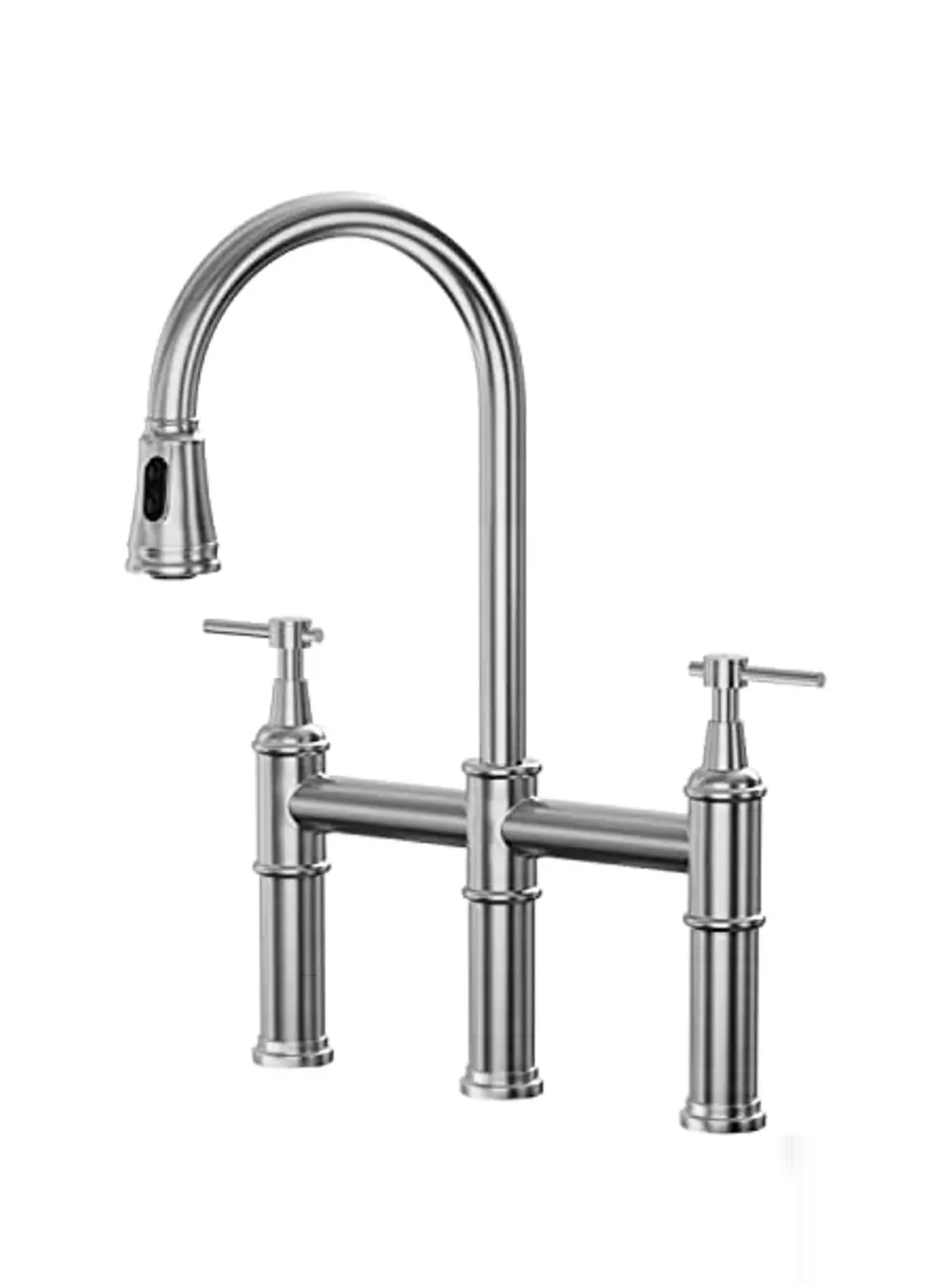 Two-Handle Kitchen Faucet Pull-Out Three Functions Brushed Nickel